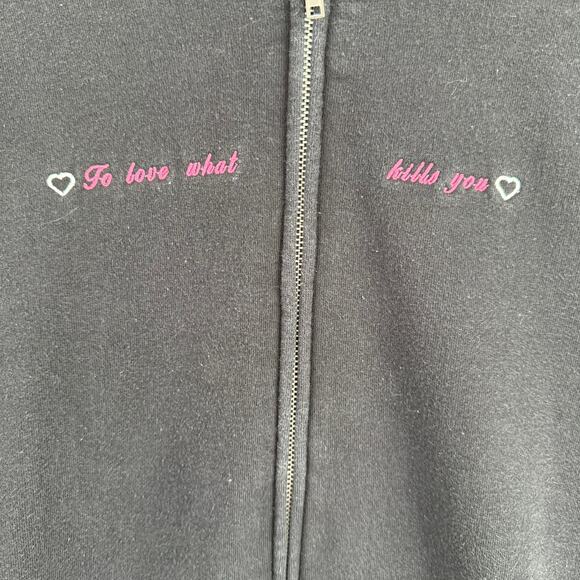 Seven Emotions To Love What Kills You Full Zip Hoodie Adult XL Black Embroidered - Picture 4 of 9